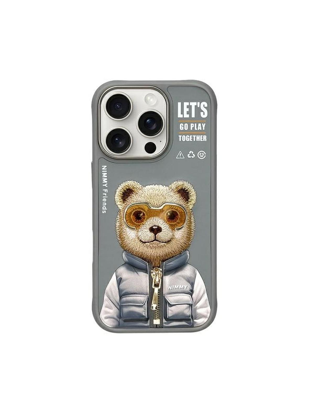 NIMMY futerał COOL&CUTE 2.0 Bear do IPHONE 16 Pro Max szary