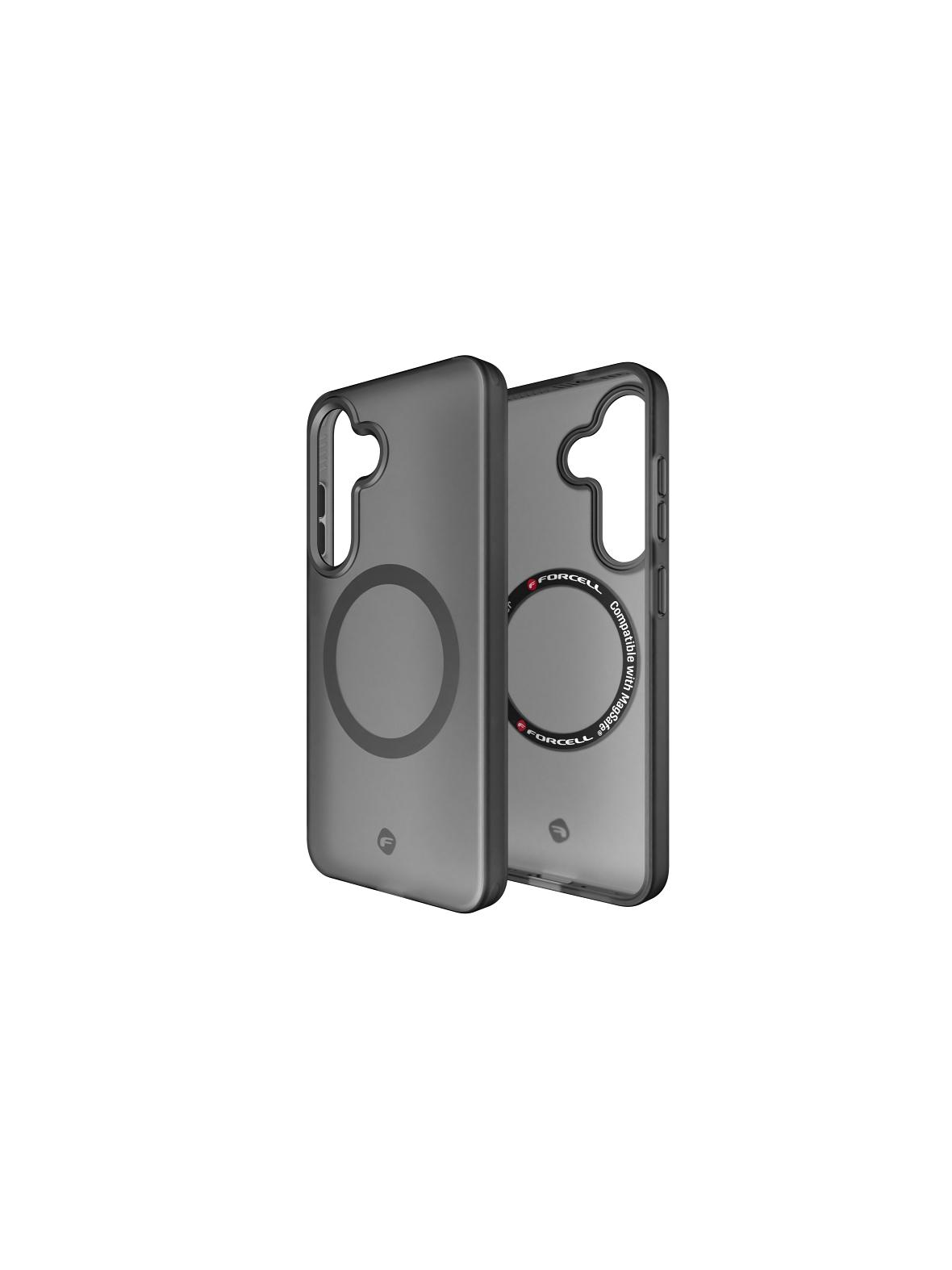 Etui na Samsung S25 Forcell F-Protect Levels Dual Layer 4D technology zgodny z MagSafe Military Drop-Test smoky black