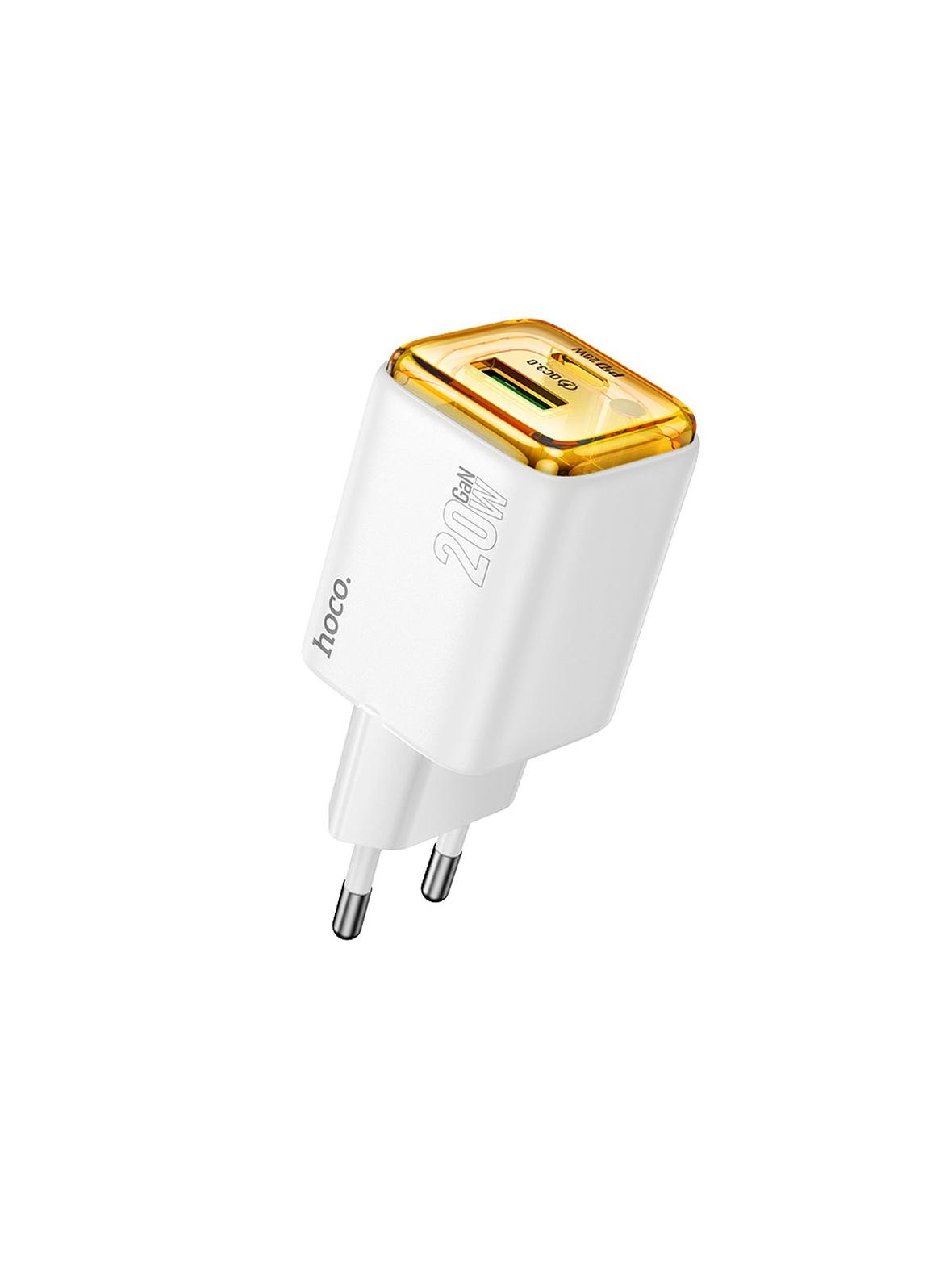 Ładowarka sieciowa do telefonu Hoco USB A + USB C QC3.0 PD 3A 20W N52 biała