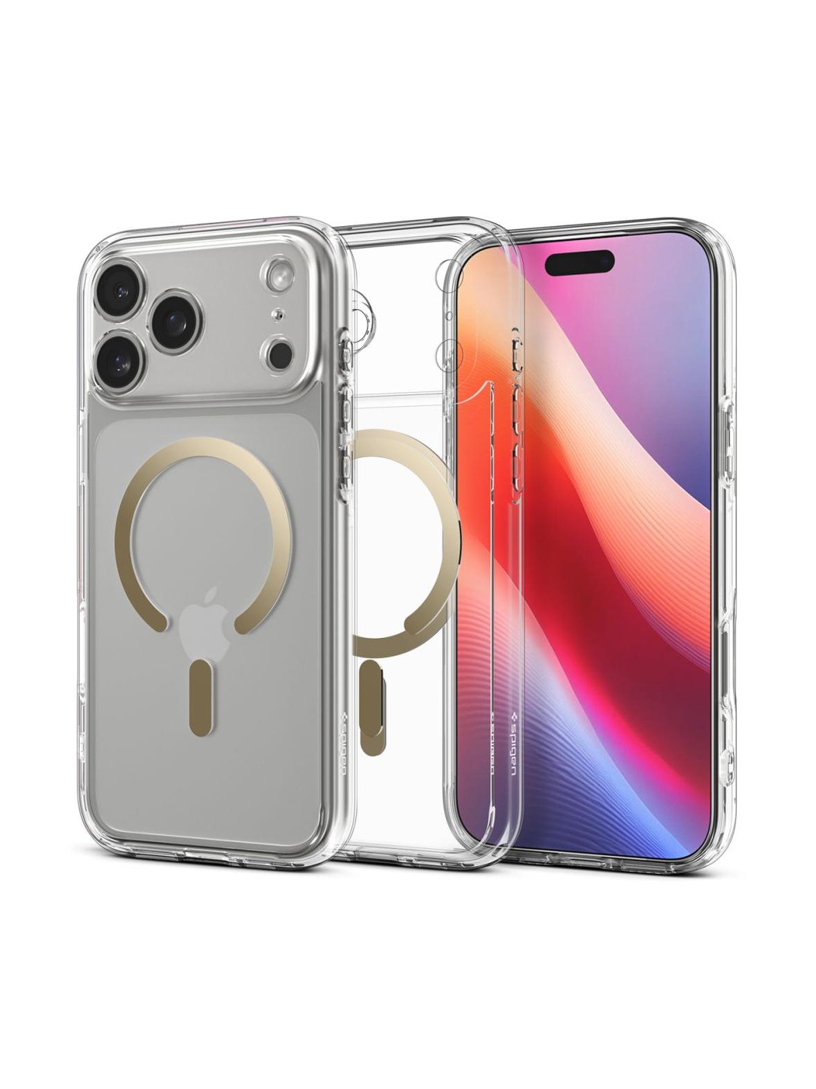 SPIGEN futerał ULTRA HYBRID MAG kompatybilny z MagSafe do IPHONE 17 Pro Max clear gold