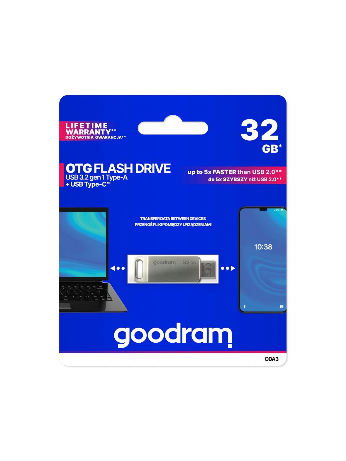 GOODRAM pendrive OTG USB A + Typ C ODA3 32GB USB3.2
