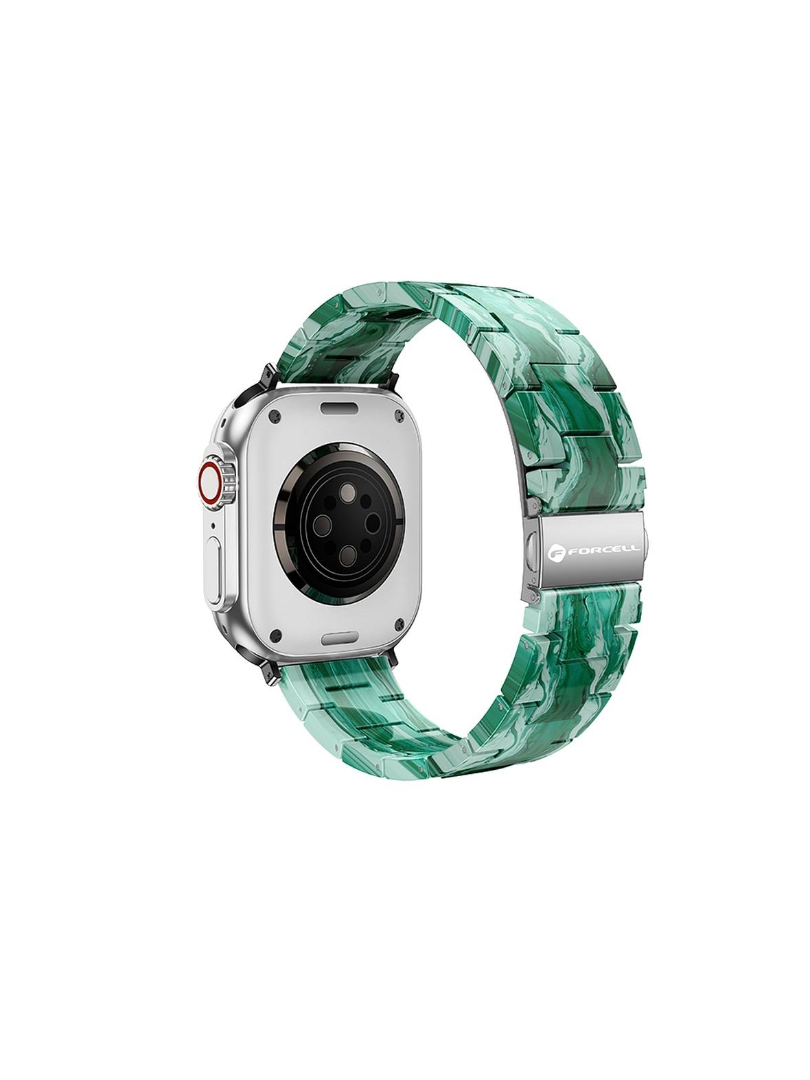 Pasek do Apple Watch Forcell F-Design FA04 zatrzask żywiczny marmurkowy 42 / 44 / 45 / 49 mm zielony