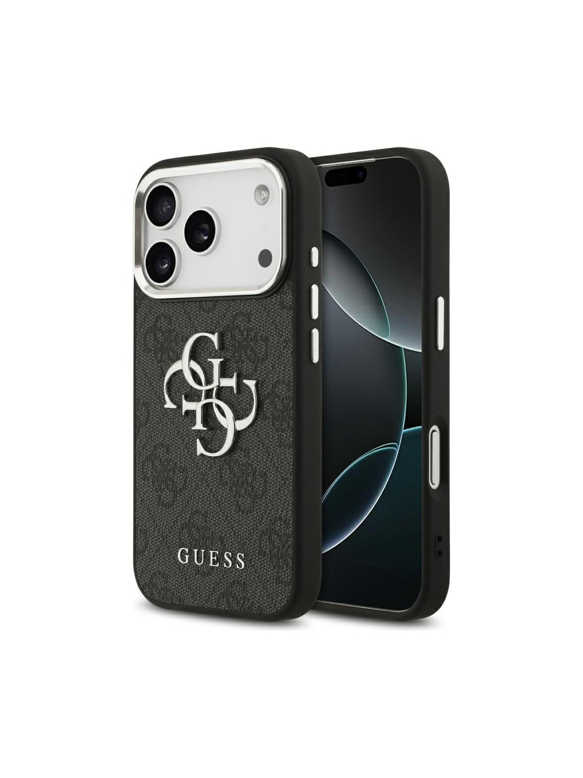 GUESS futerał do IPHONE 17 Pro GUHCP17LP4G4SMCK (4G PU Leather Case with Big 4G and Classic Logo and Silver Metal Camera Frame) czarny