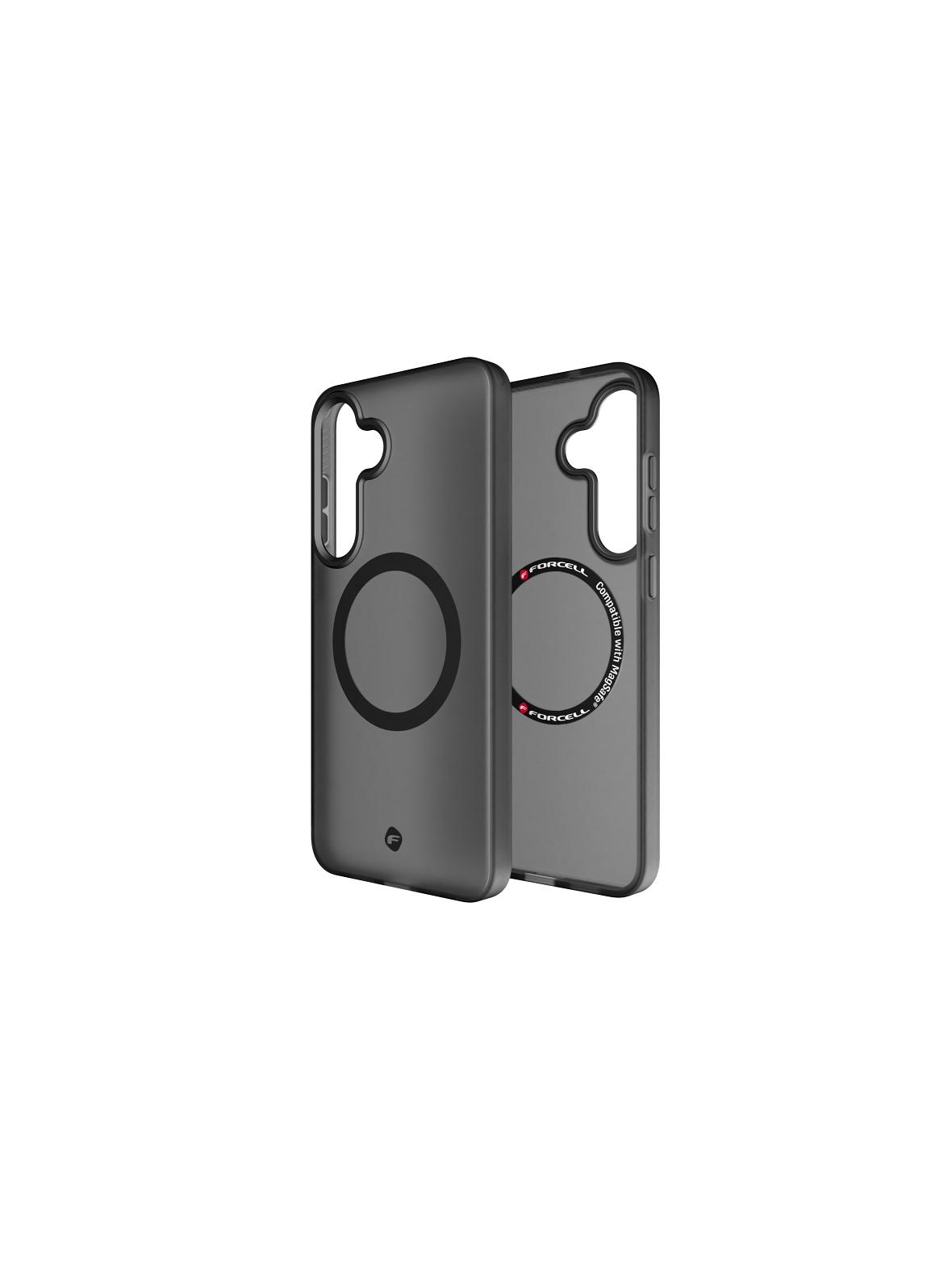 Etui na Samsung S25 PLUS Forcell F-Protect Levels Dual Layer 4D technology zgodny z MagSafe Military Drop-Test smoky black