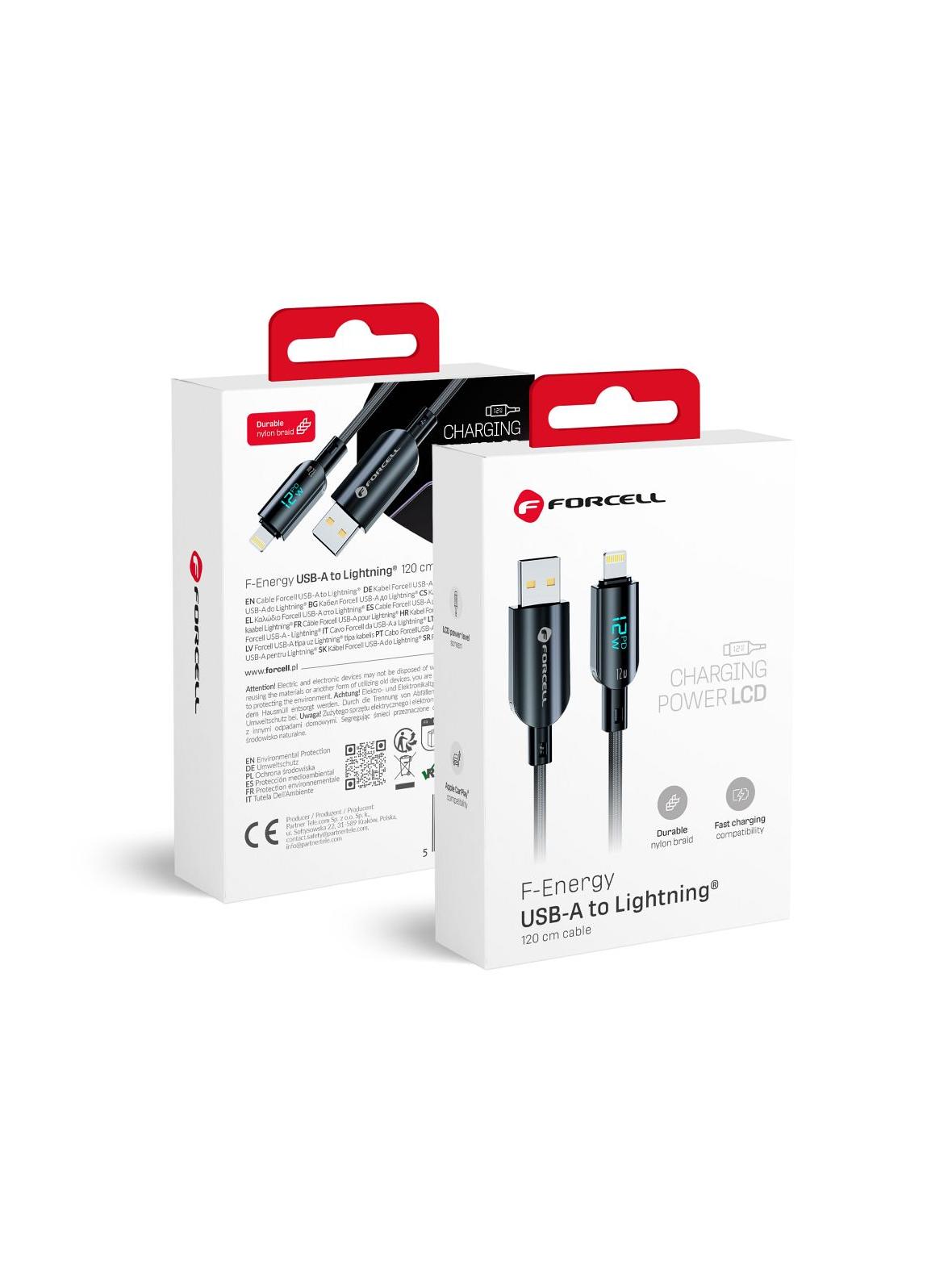 Kabel USB A do Lightning Forcell F-Energy 2,4A 12W Digital 1,2 m C273 czarny