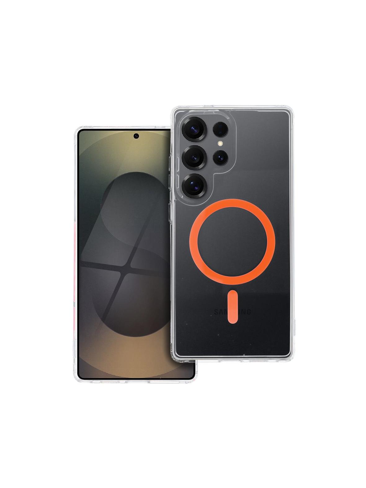 Drop Glue Colorful Ring Mag Cover kompatybilny z MagSafe pasuje do SAMSUNG S25 ULTRA pomarańczowy