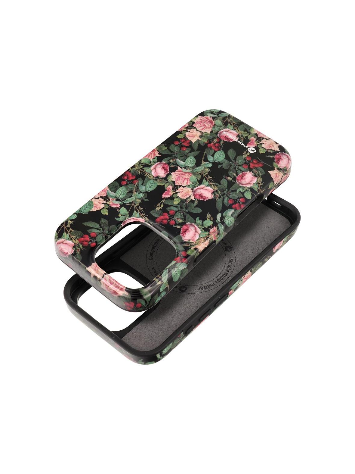 Etui na iPhone 15 Forcell F-Protect Mirage zgodny z MagSafe Military Drop-Test rose drama