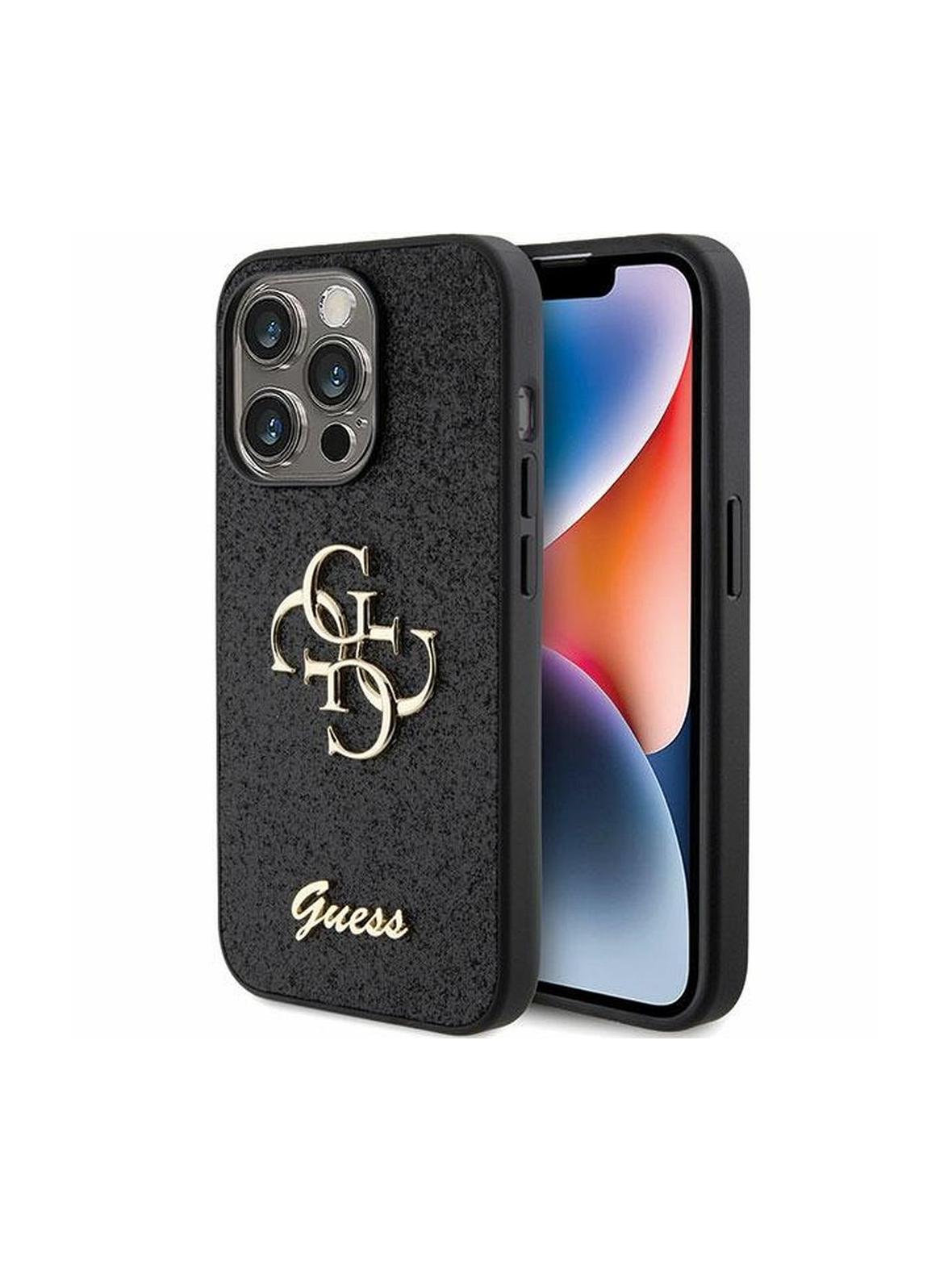 GUESS futerał do IPHONE 15 Pro GUHCP15LHG4SGK (Fixed Glitter Big 4G) czarny