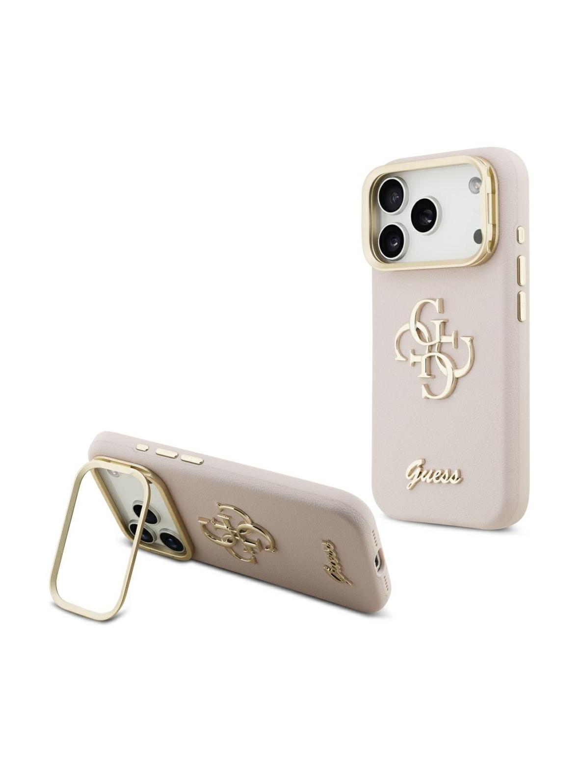 GUESS futerał do IPHONE 17 Pro GUHCP17LPCS4GSP (Grained PU Big 4G & Stand Camera) różowy