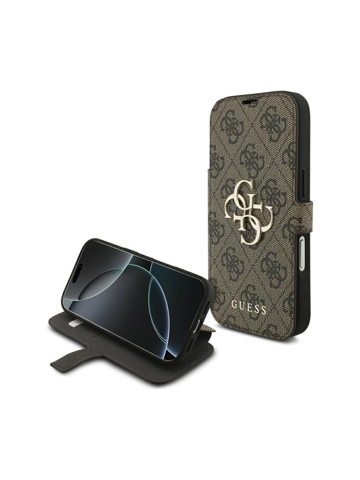 GUESS kabura do IPHONE 17 Pro GUBKP17L4GMGBR (PU 4G Metal Logo) brązowa
