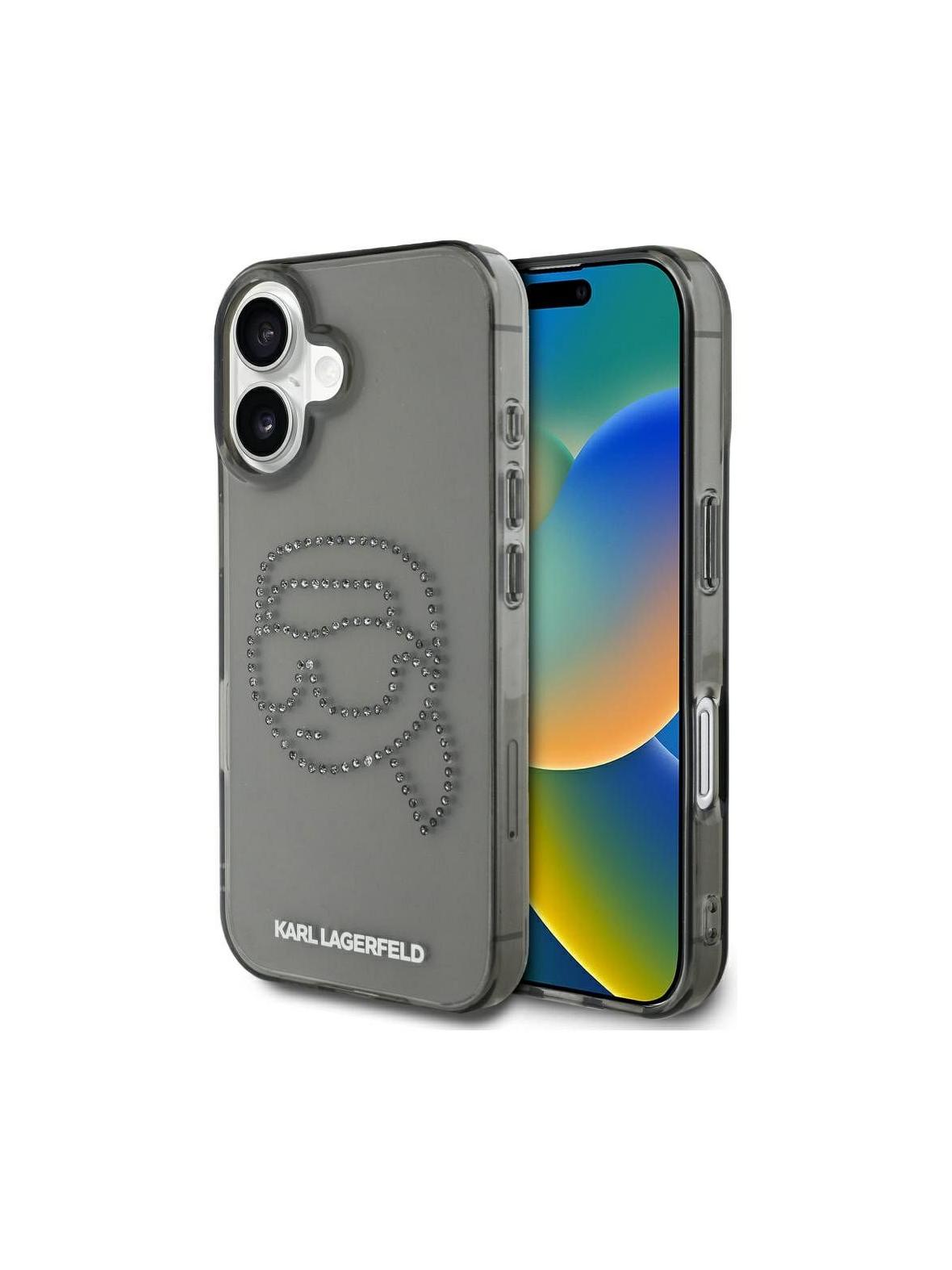 KARL LAGERFELD futerał do IPHONE 16 KLHCP16SHKHDCELK (IML Rhinestones S K Head) czarny