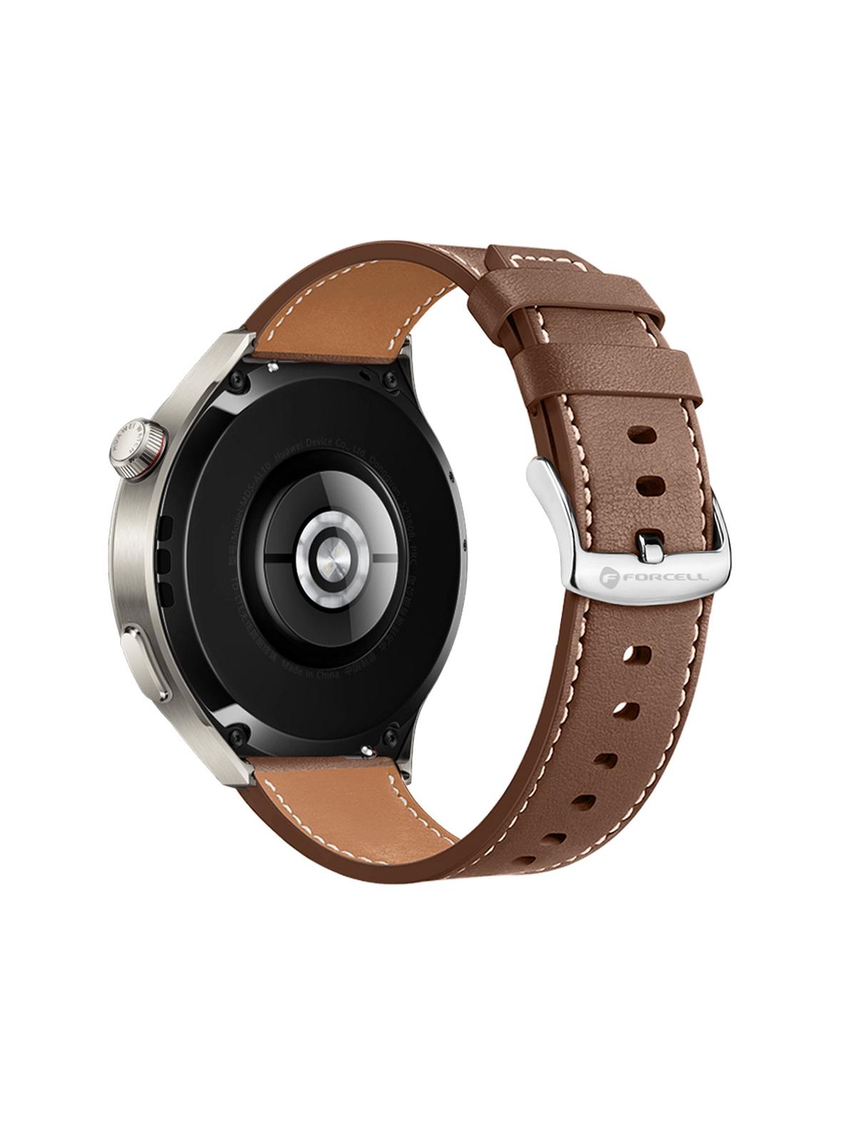 Pasek do Samsung Galaxy Watch Forcell F-Design FS21 dziurki skóra ekologiczna 22 mm brązowy
