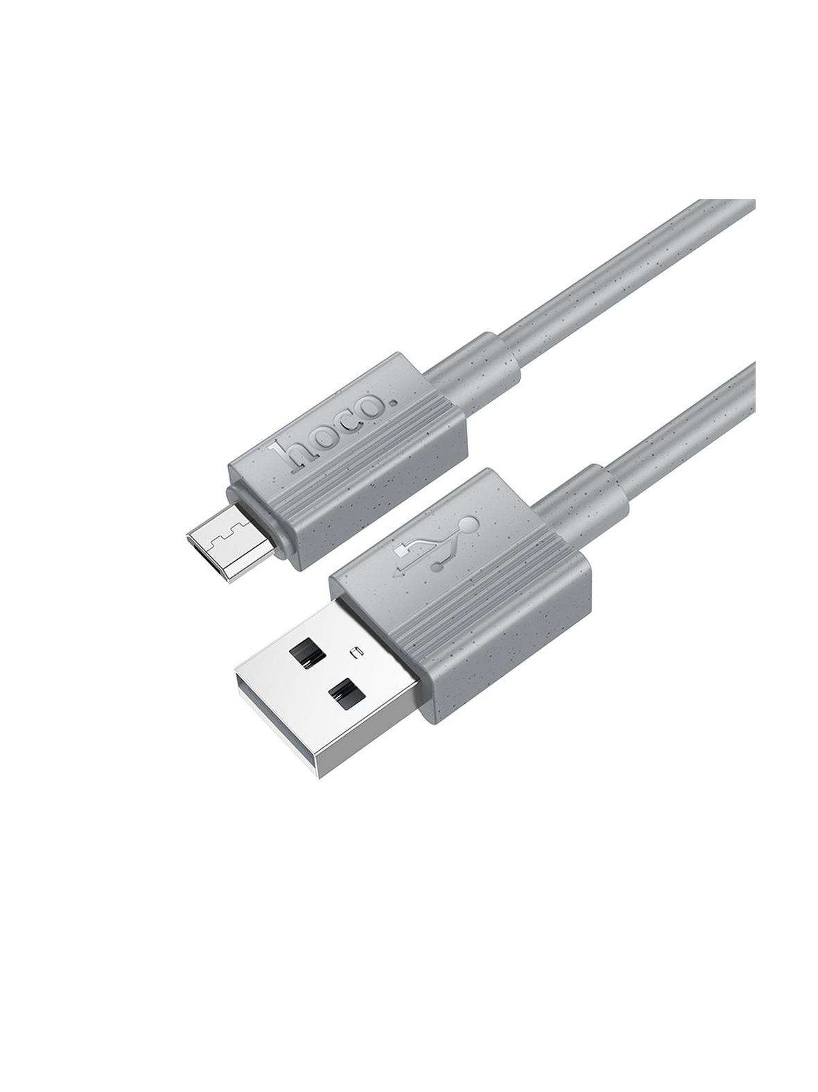 Kabel USB A do Micro USB Hoco 2,4A 1 m X107 szary