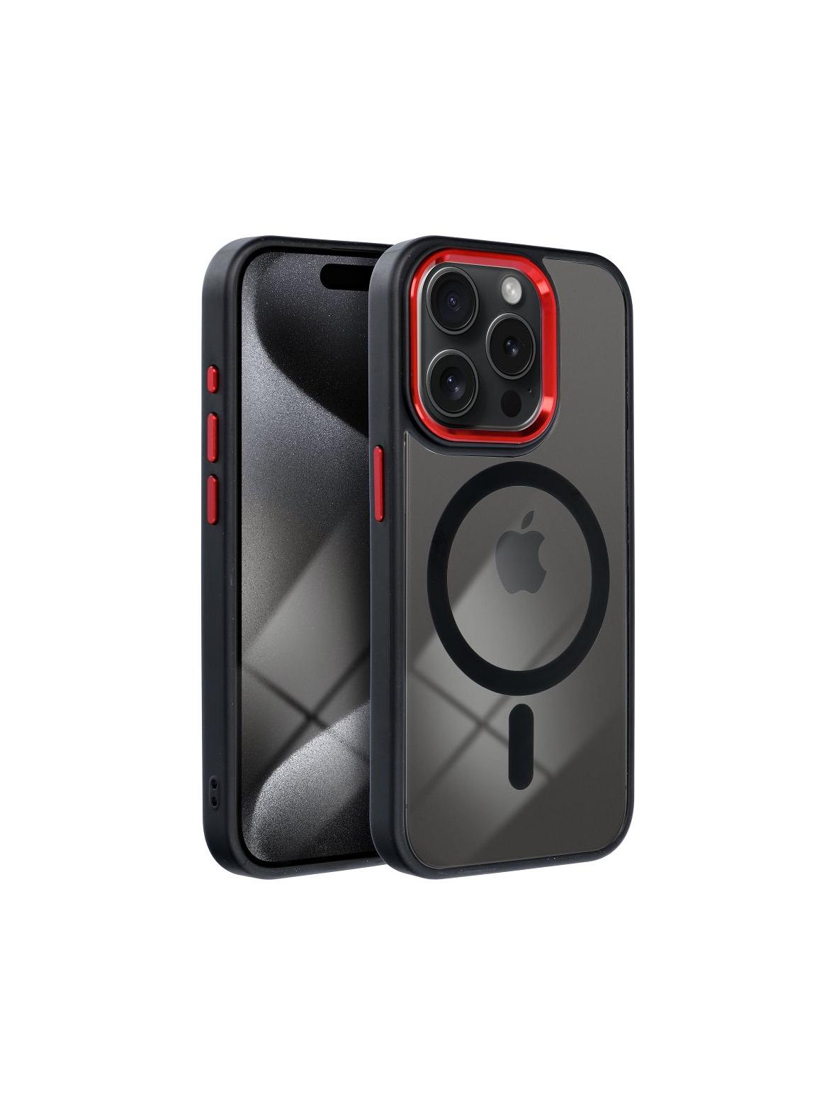 Futerał COLOR EDGE MAG COVER kompatybilny z MagSafe do SAMSUNG A17 czarno czerwony