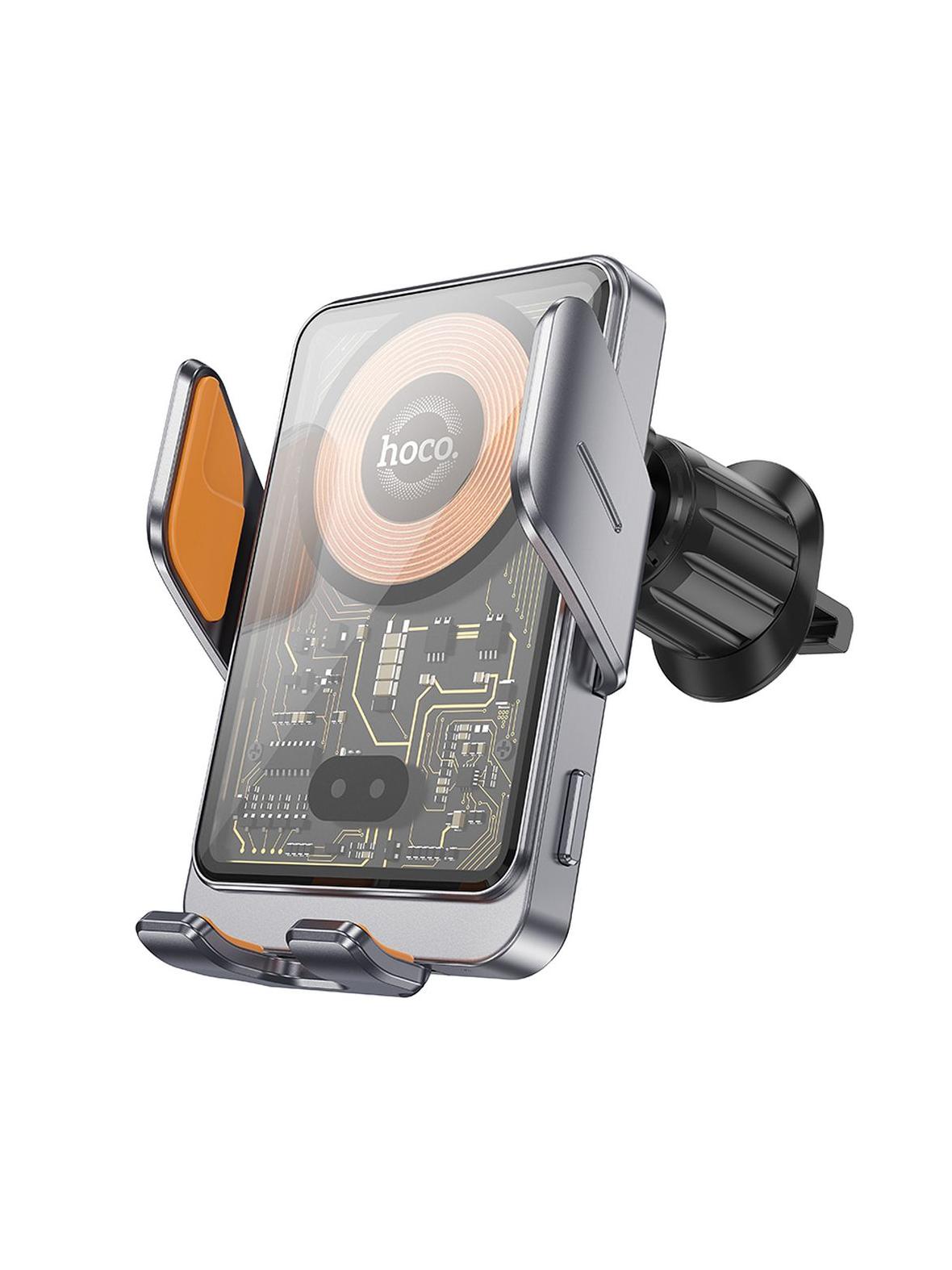 Uchwyt na telefon do samochodu indukcyjny Hoco 15 W do kratki HW7 szary