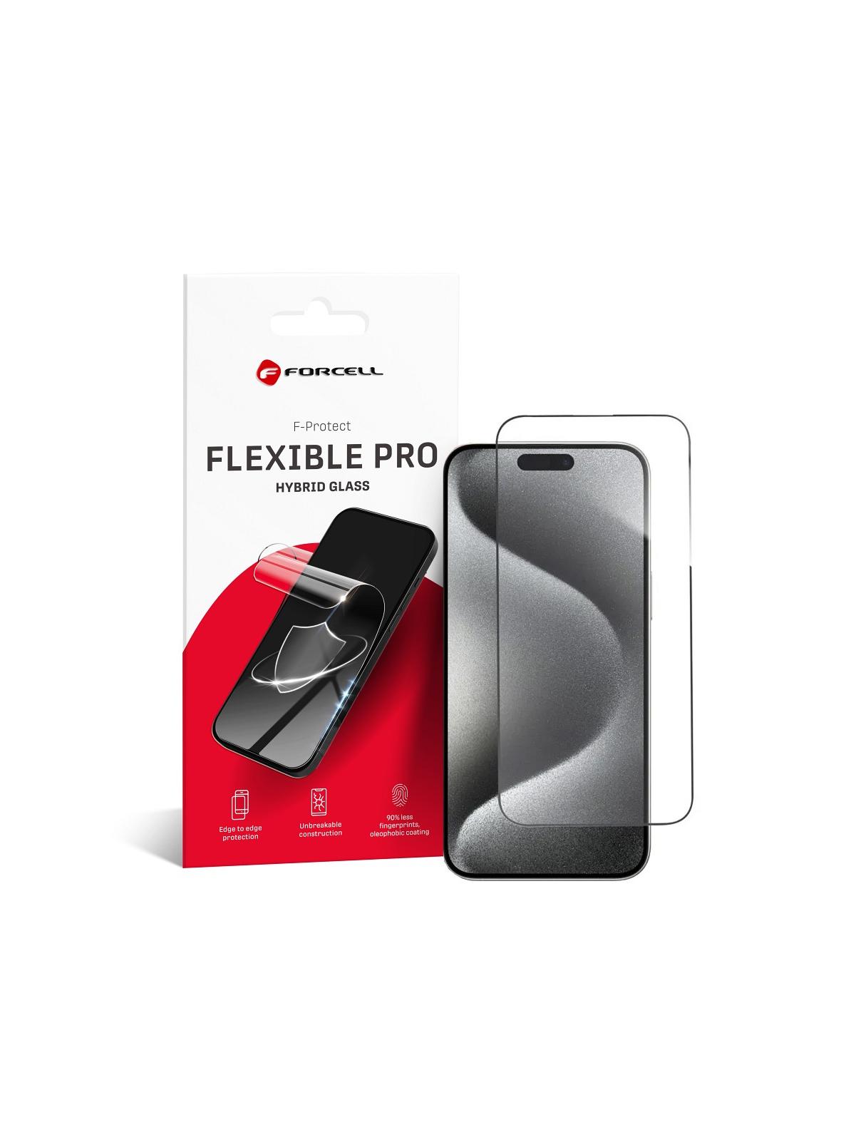 Szkło hybrydowe do iPhone 15 PRO MAX Forcell Flexible 5D czarne