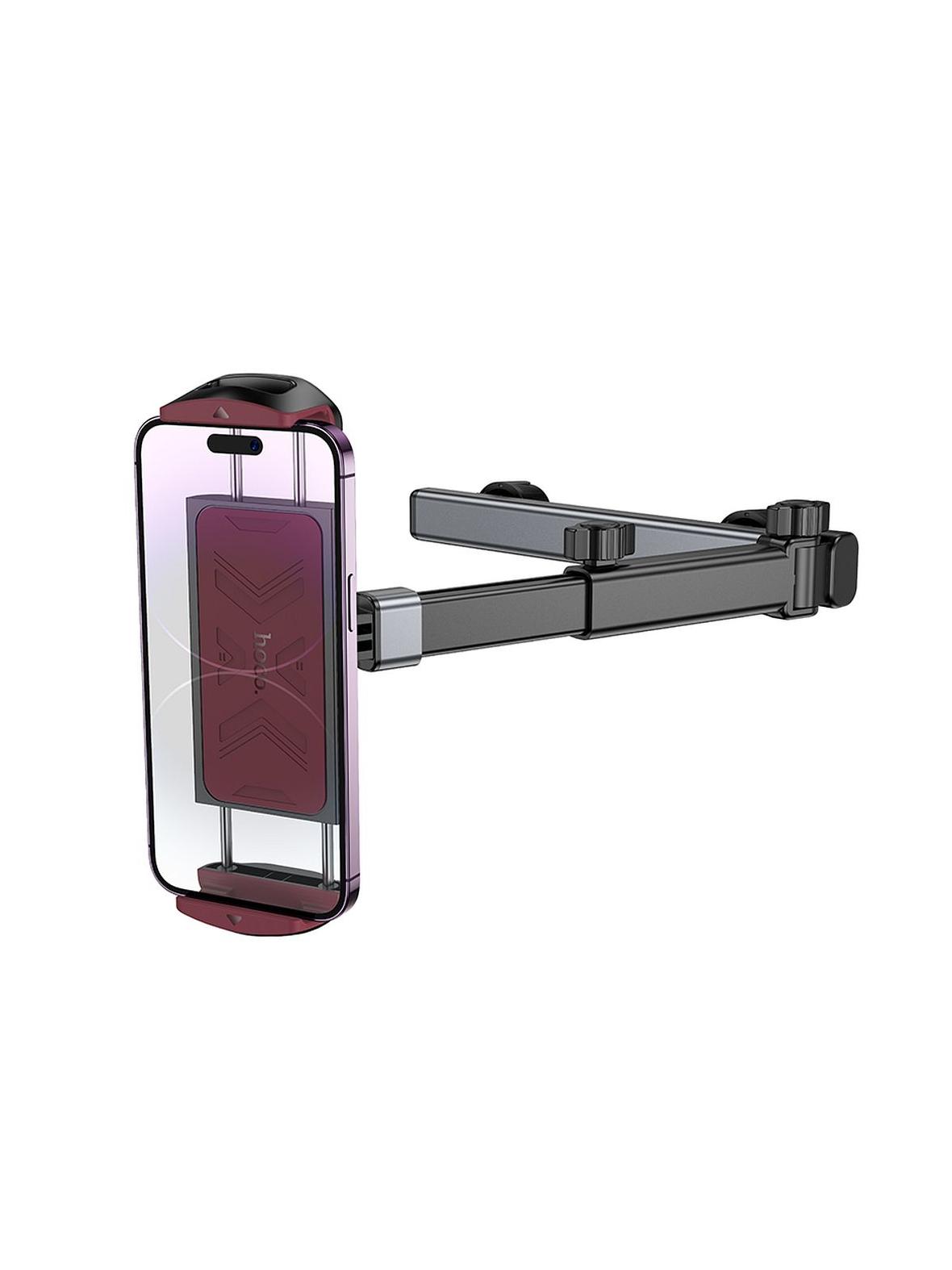 Uchwyt na telefon / tablet do samochodu uniwersalny Hoco na zagłówek teleskopowy (4,5" - 13") H69 czarno czerwony