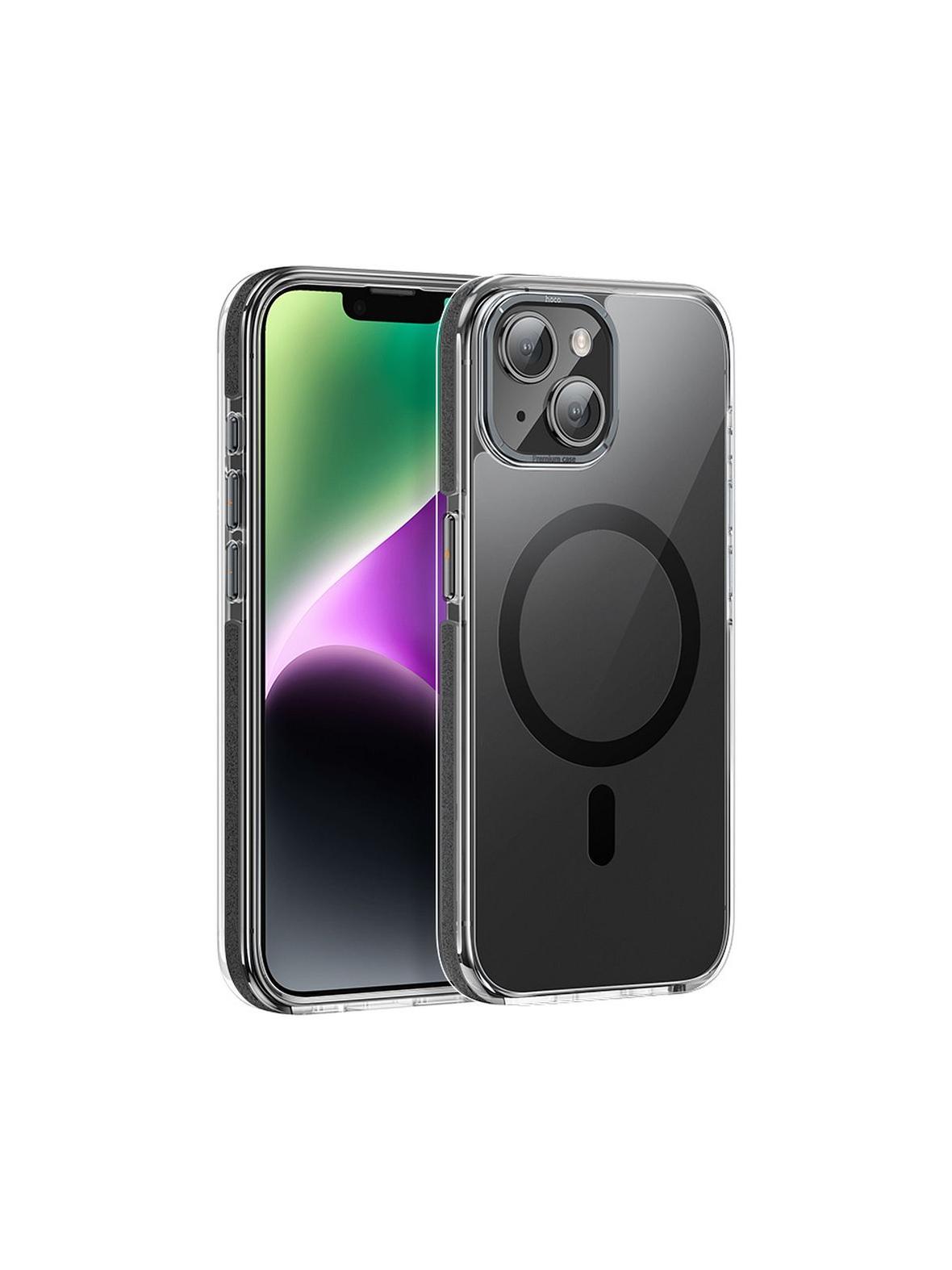 Etui na iPhone 15 PLUS Hoco AS6 zgodny z MagSafe czarny transparentny