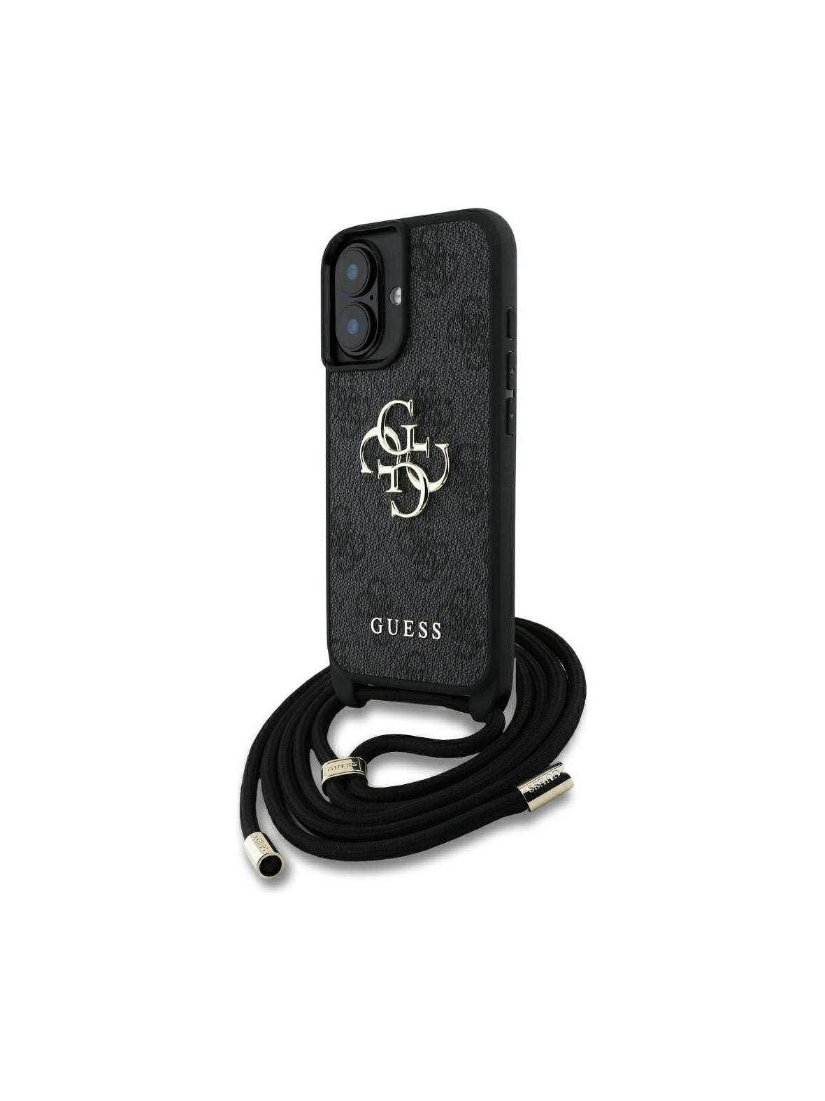 GUESS futerał do IPHONE 16 GUHCP16SP4GMGCRK (CBDY PU 4G Big Logo W/Cord Strap) czarny