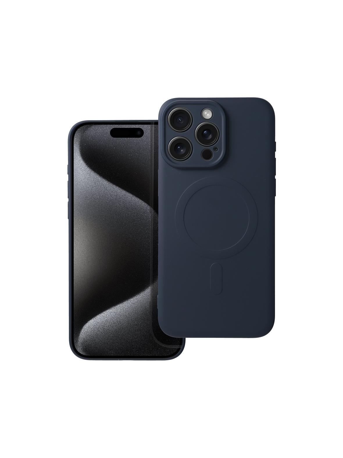 Futerał SILICONE MAG COVER kompatybilny z MagSafe do IPHONE 15 Pro Max tytanowy niebieski