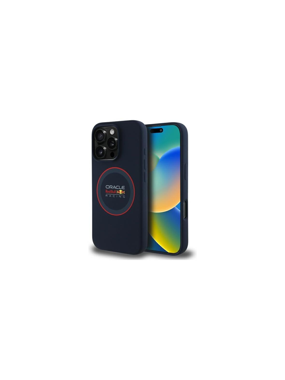 RED BULL futerał do IPHONE 16 Pro kompatybilny z MagSafe RBHMP16L24SIILVR (Silicone red Ring) navy