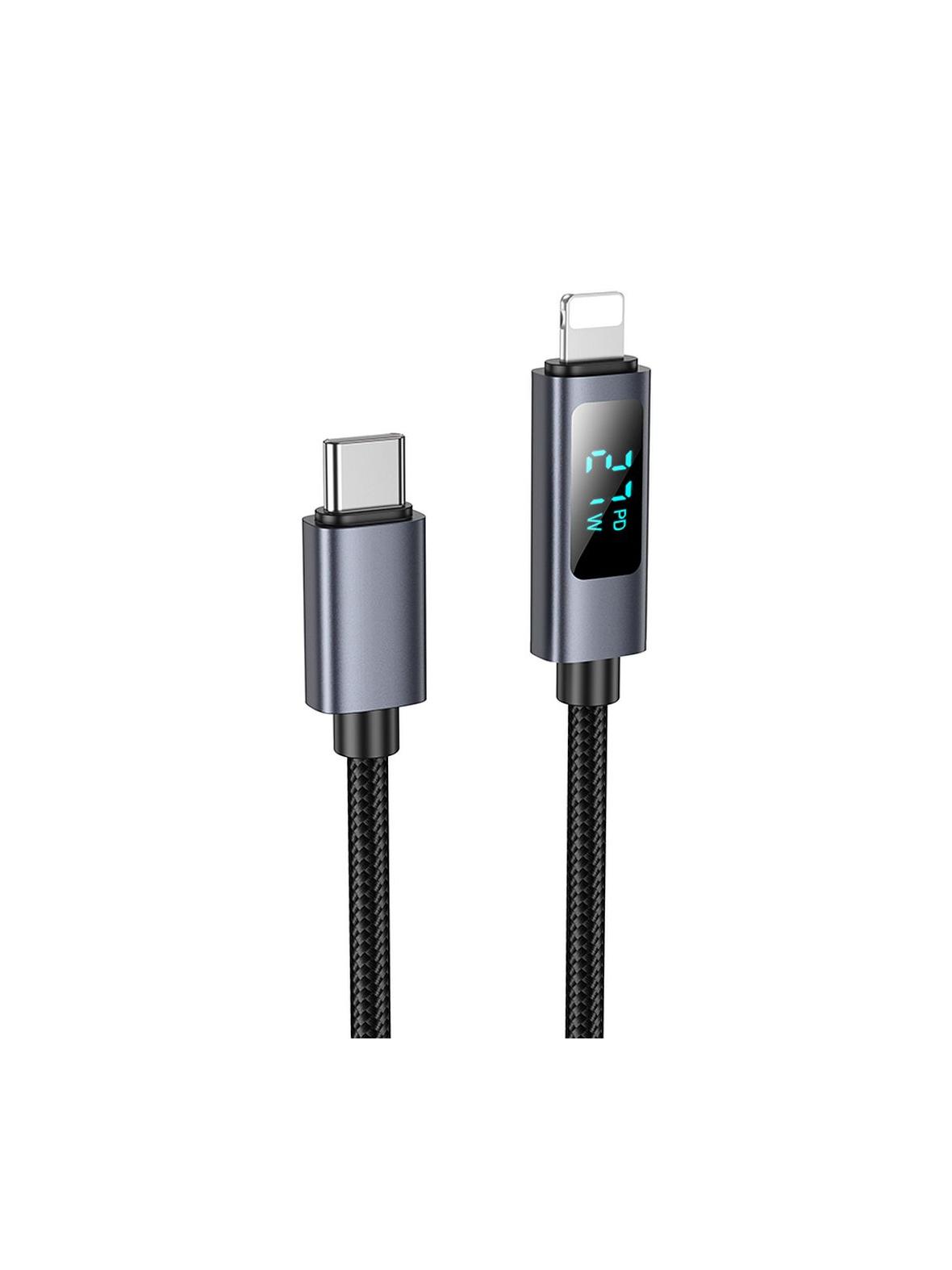 Kabel USB C do Lightning Hoco PD 27W z wyświetlaczem 1 m X112 czarny