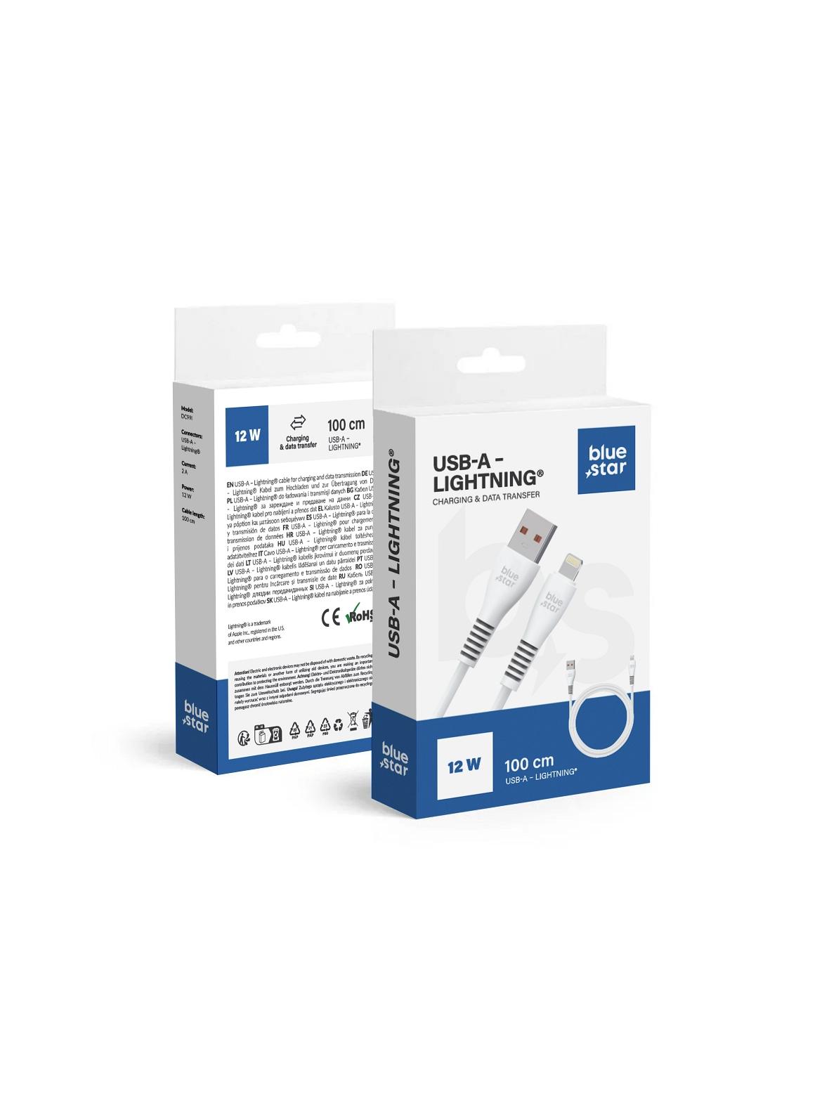 Kabel USB A do Lightning Blue Star 2A 12W 1 m DC99I biały