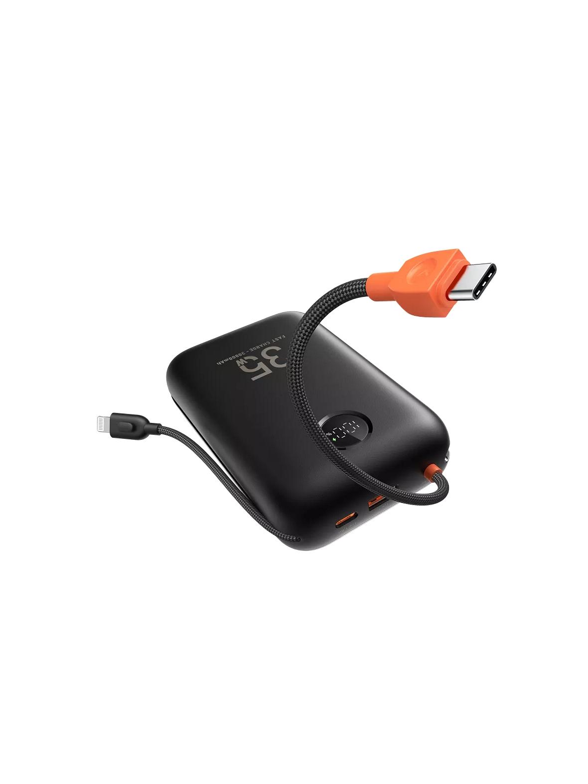 Powerbank Veger K3 (W3018) PD QC3.0 35W 30000 mAh z wbudowanymi kablami Typ C / Lightning czarny