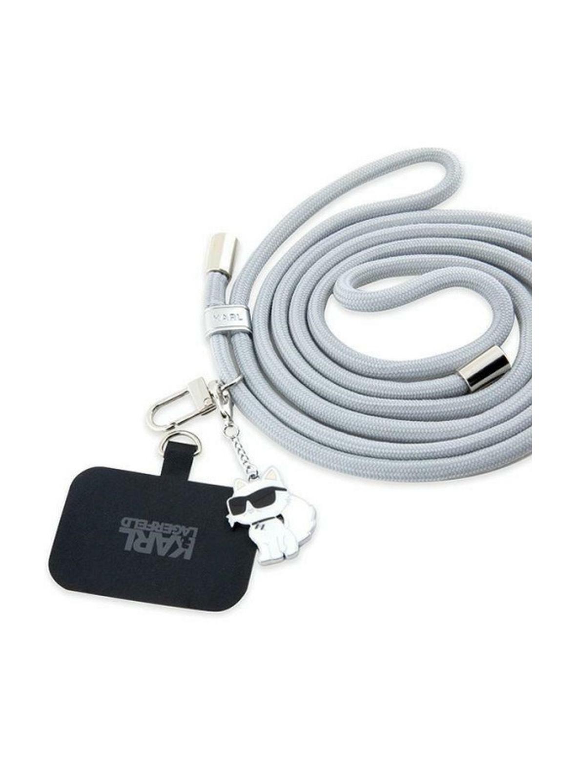 KARL LAGERFELD zawieszka KLUCNMSCKIG (Crossbody Cord Choupette) szary