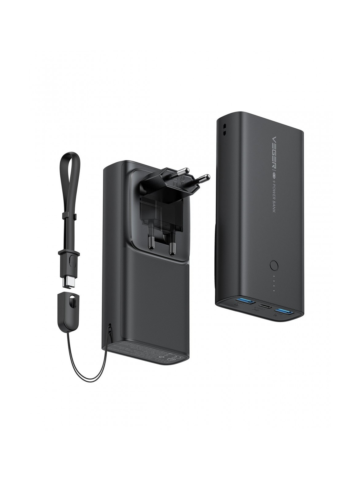 Powerbank Veger ACE100 (W1146) PD QC3.0 20W 10000 mAh czarny