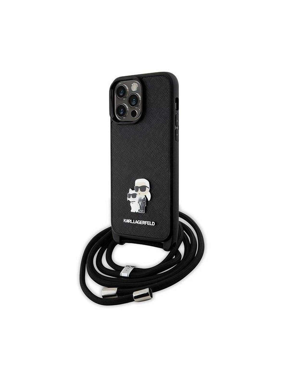 KARL LAGERFELD futerał do IPHONE 13 Pro Max KLHCP13XSAKCPSK (Saffiano KC Metal PIN Crossbody) czarny