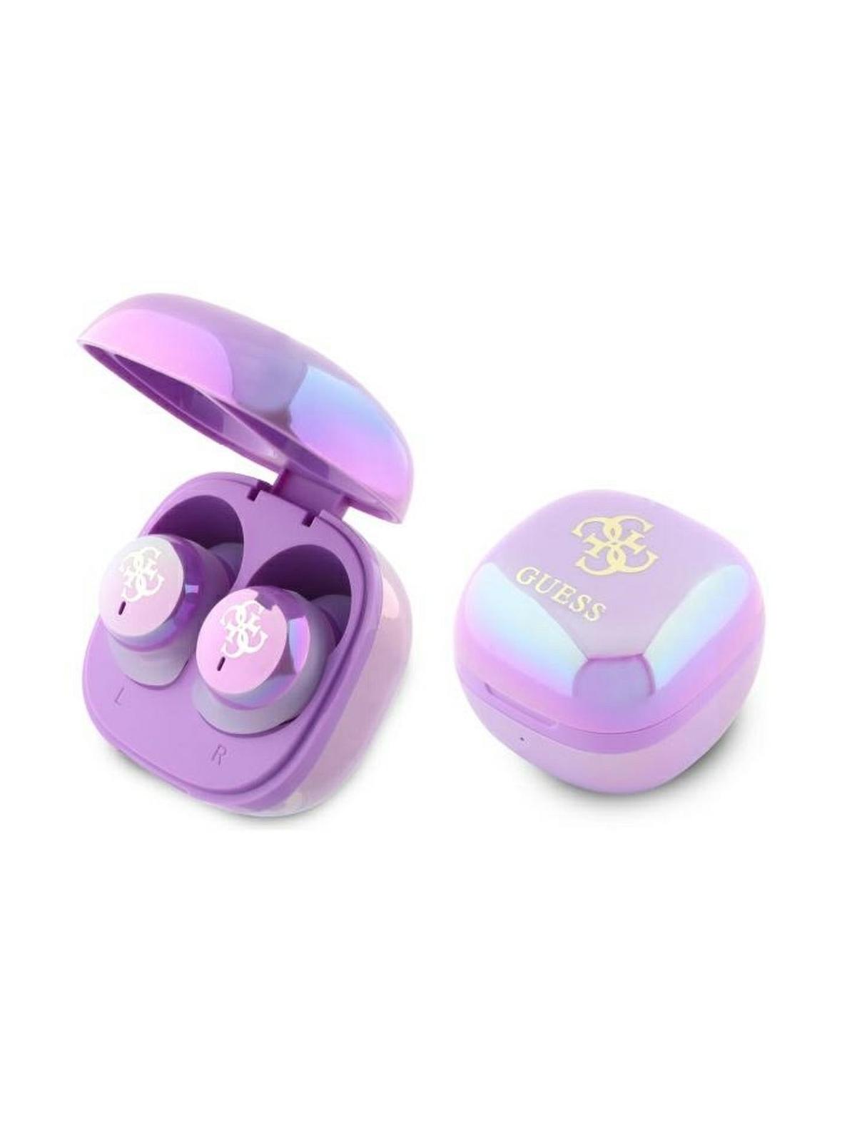 GUESS słuchawki bezprzewodowe bluetooth TWS GUTWSJ144ESU (Mini Iridescent 4G Printed Logo) fioletowe