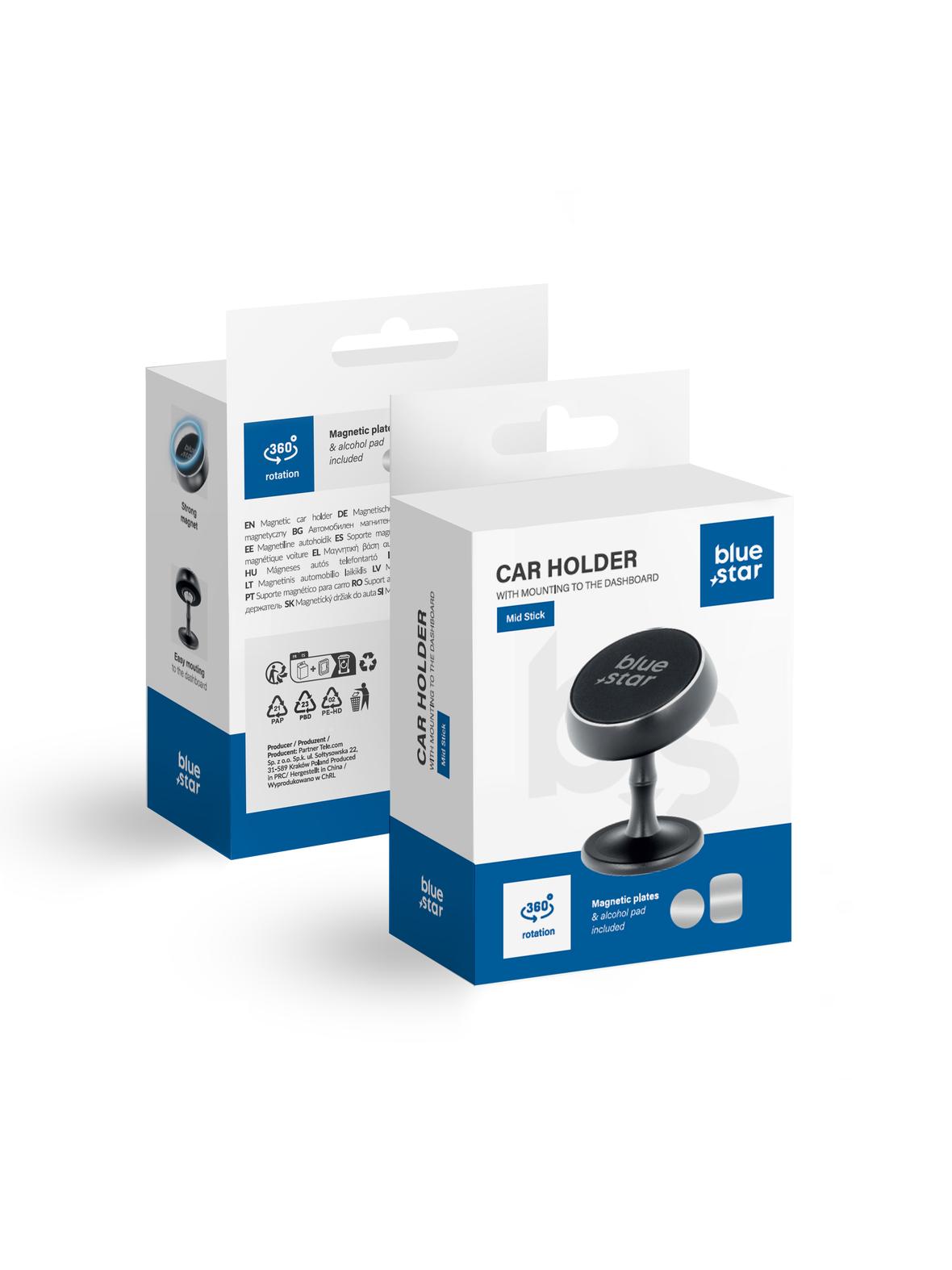 Uchwyt na telefon do samochodu magnetyczny Blue Star Mid Stick do deski czarny