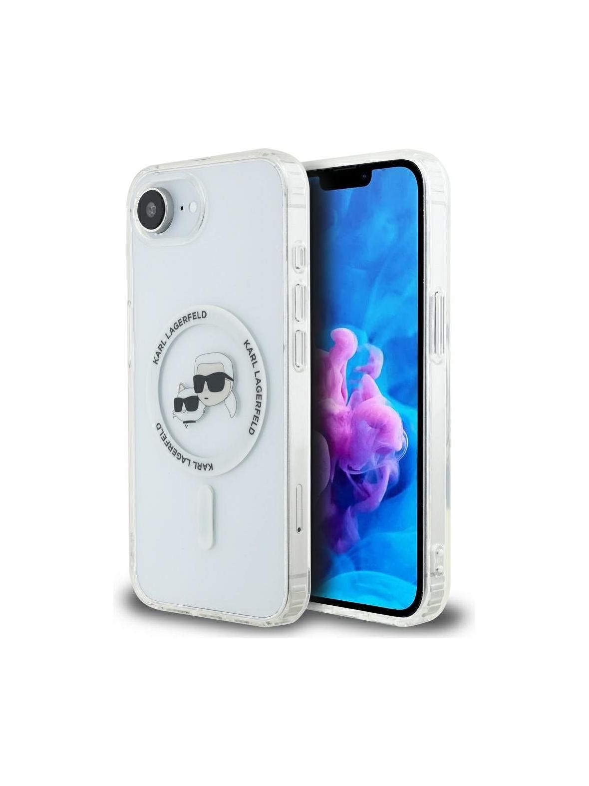 KARL LAGERFELD futerał do IPHONE 16e (SE 4 2025) kompatybilny z MagSafe KLHMPSE4HLSKCH (IML Metal KC Heads) biały