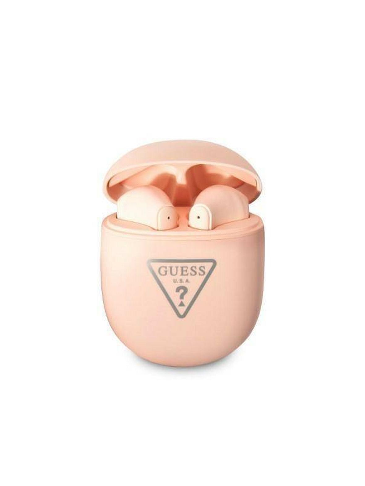 GUESS słuchawki bezprzewodowe bluetooth TWS + stacja dokująca GUTWST82TRP (Triangle Logo) różowe