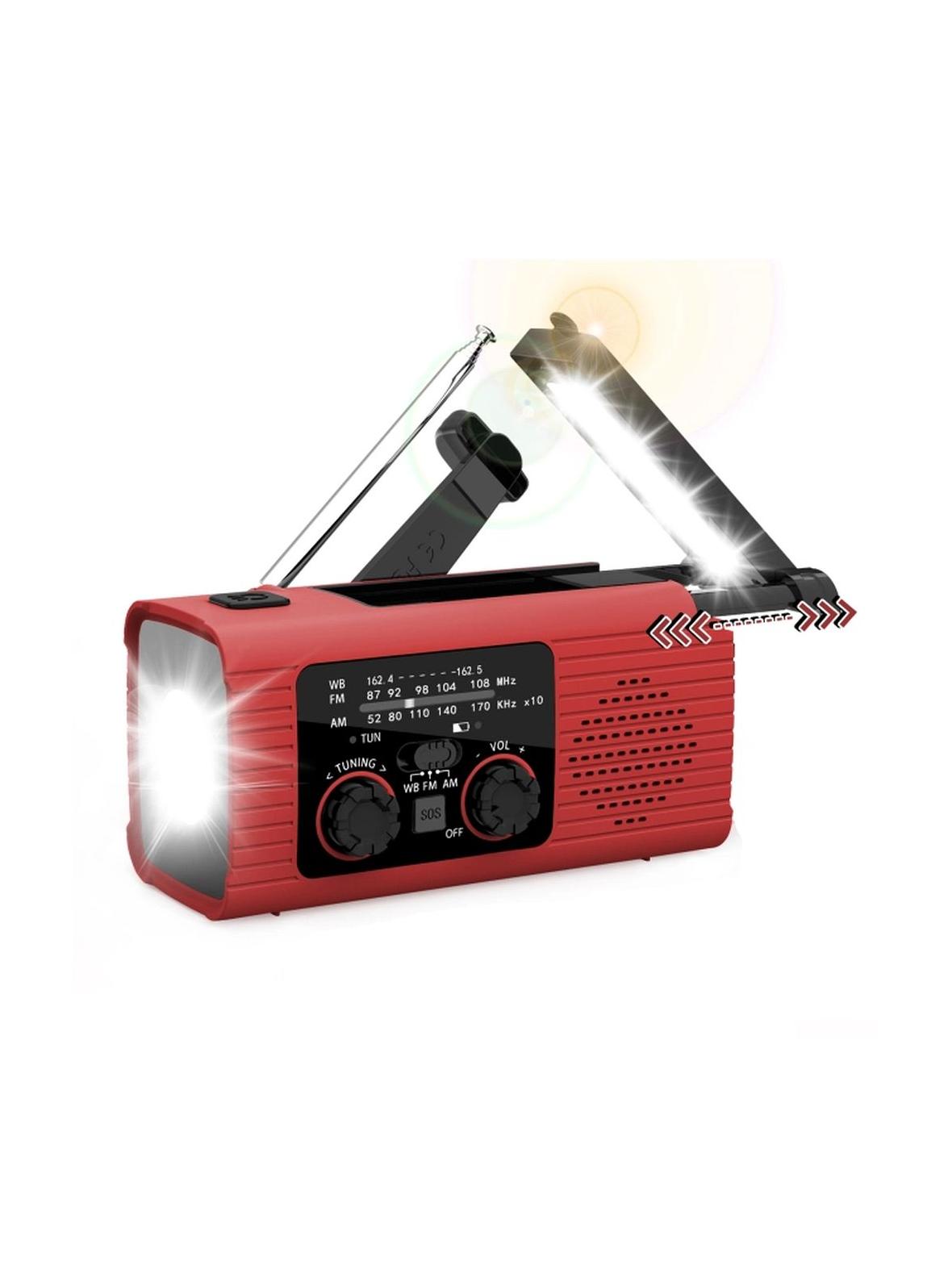 PRISTAR radio FM z latarką 4000 mAh YX318 czerwone
