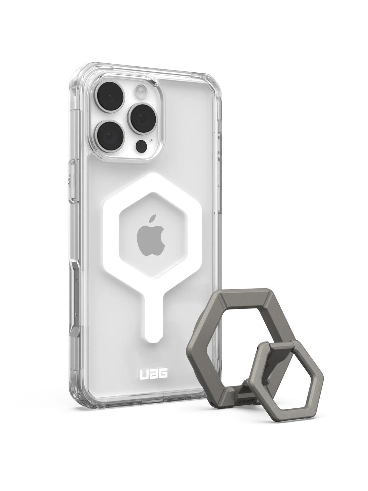 UAG Urban Armor Gear futerał PLYO kompatybilny z MagSafe oraz Magnetic Ring Stand do IPHONE 16 Pro Max ice-white / titanium