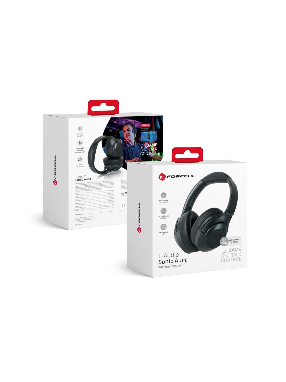 Słuchawki bezprzewodowe nauszne Forcell F-Audio Sonic Aura ANCczarne