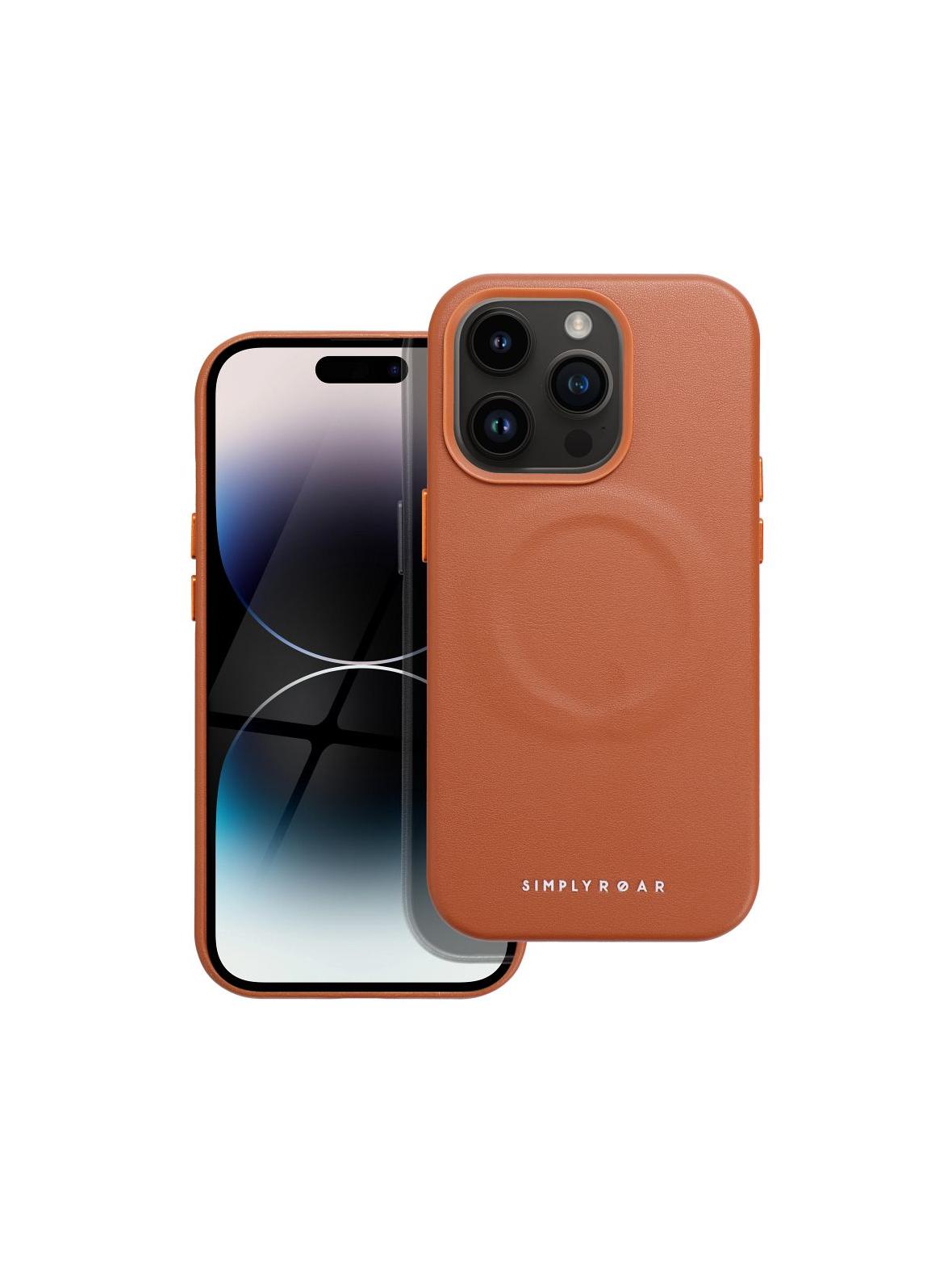 ROAR futerał LEATHER MAG kompatybilny z MagSafe do IPHONE 14 Pro Brązowy