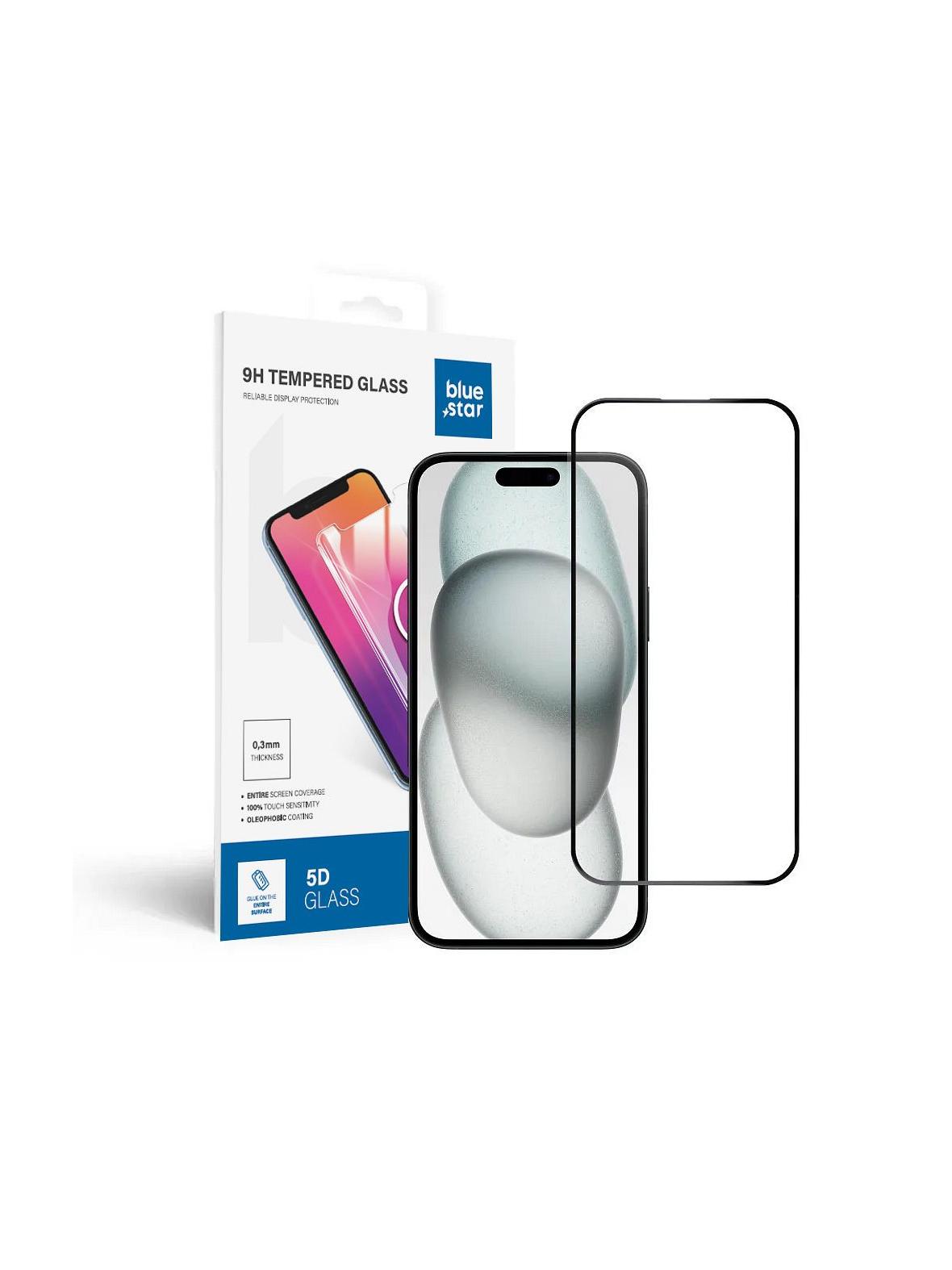 Szkło hartowane do iPhone 15 PLUS /16 PLUS (full glue) Blue Star 5D czarne