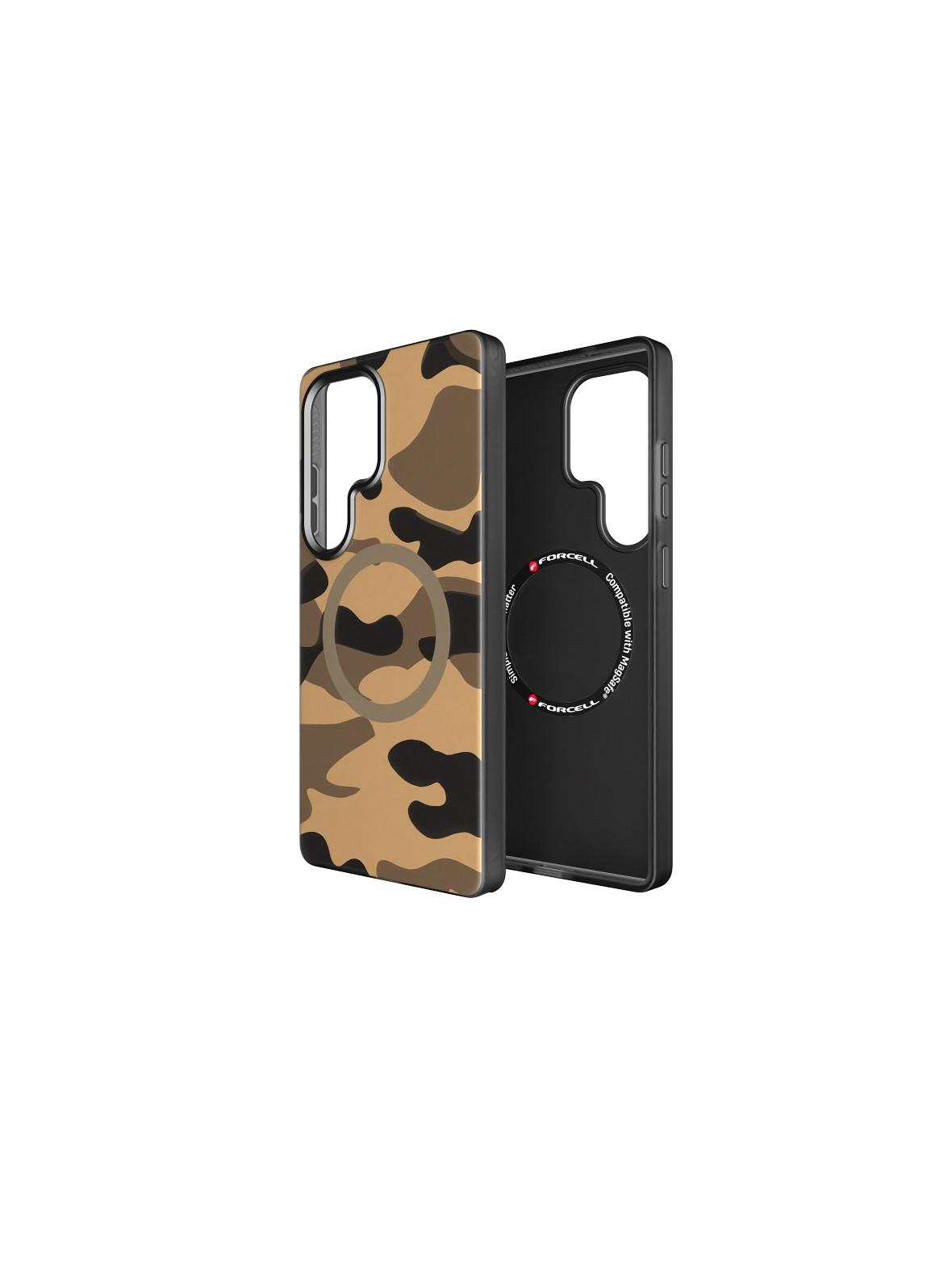 Etui na Samsung S25 ULTRA Forcell F-Protect Levels Dual Layer 4D technology zgodny z MagSafe Military Drop-Test desert camo