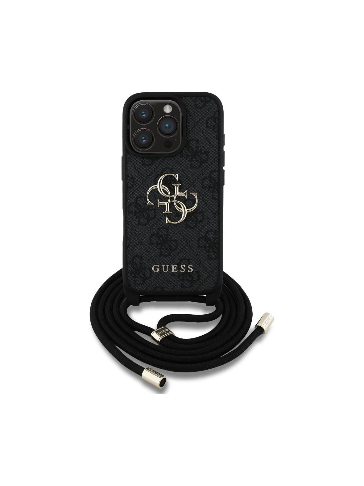 GUESS futerał do IPHONE 16 Pro GUHCP16LP4GMGCRK (CBDY PU 4G Big Logo W/Cord Strap) czarny