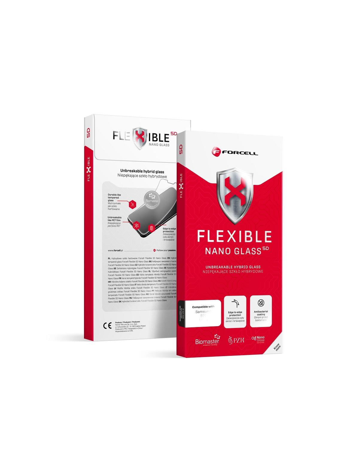 Szkło hybrydowe do Samsung S26 ULTRA Forcell Flexible 5D czarne (Hot Bending) - działający czytnik