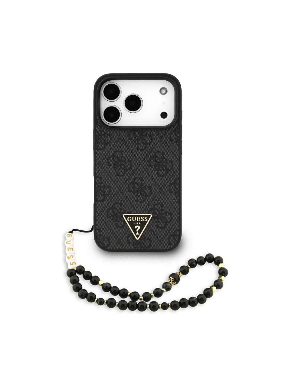 GUESS futerał do IPHONE 17 Pro kompatybilny z MagSafe GUHMP17LP4TSDPPSK (4G PU W/ Strap Triangle Logo) czarny