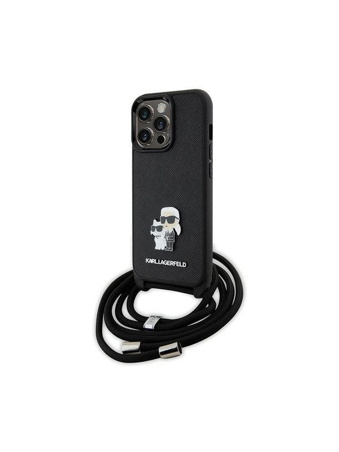 KARL LAGERFELD futerał do IPHONE 13 Pro KLHCP13LSAKCPSK (Saffiano KC Metal PIN Crossbody) czarny