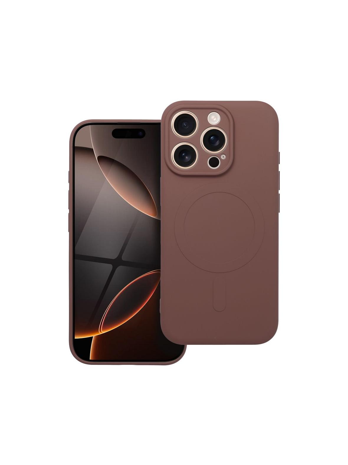 Futerał SILICONE MAG COVER kompatybilny z MagSafe do IPHONE 17 Pro brązowy