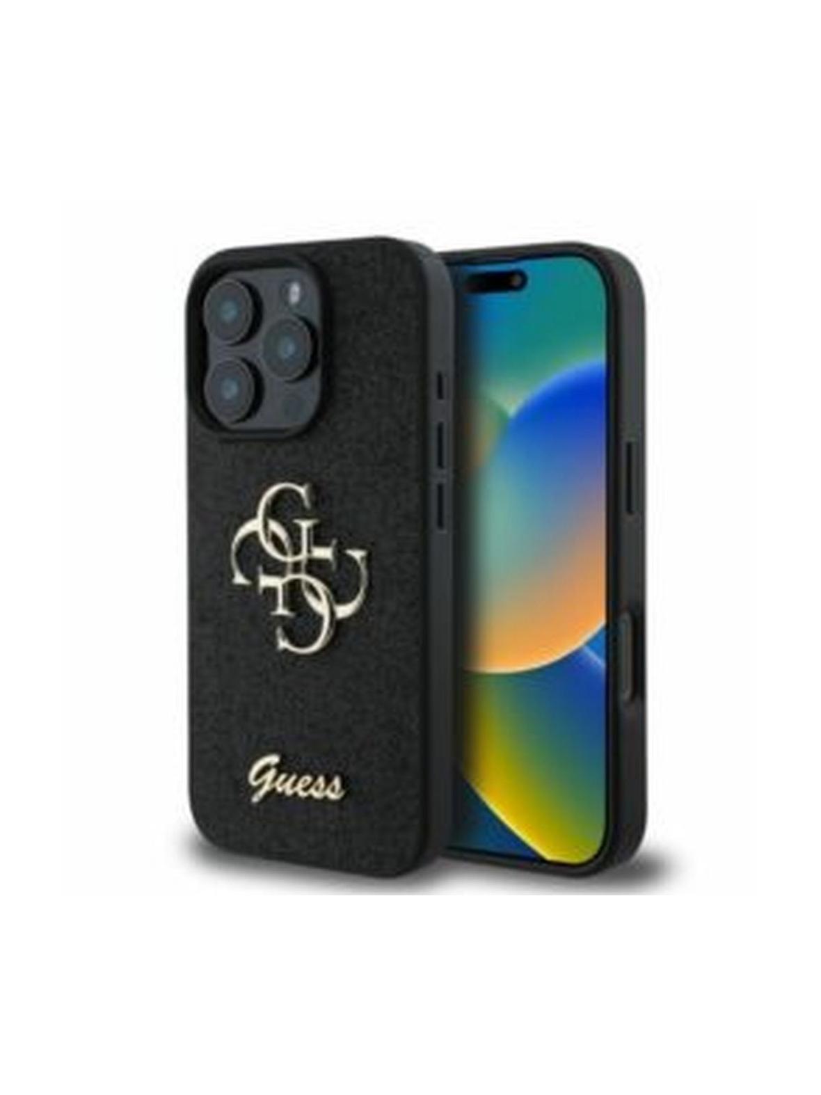 GUESS futerał do IPHONE 16 Pro Max GUHCP16XHG4SGK (Fixed Glitter Big 4G) czarny