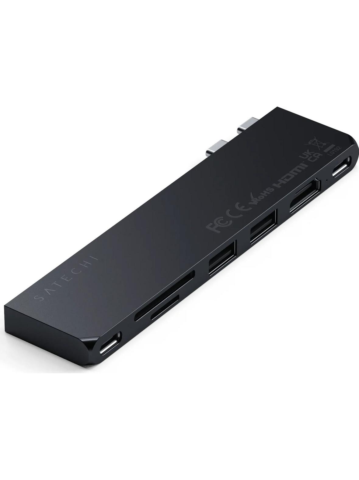 Adapter HUB 7w1 2 x USB C Satechi Pro HUB Slim ST-HUCPHSD do MacBook szary