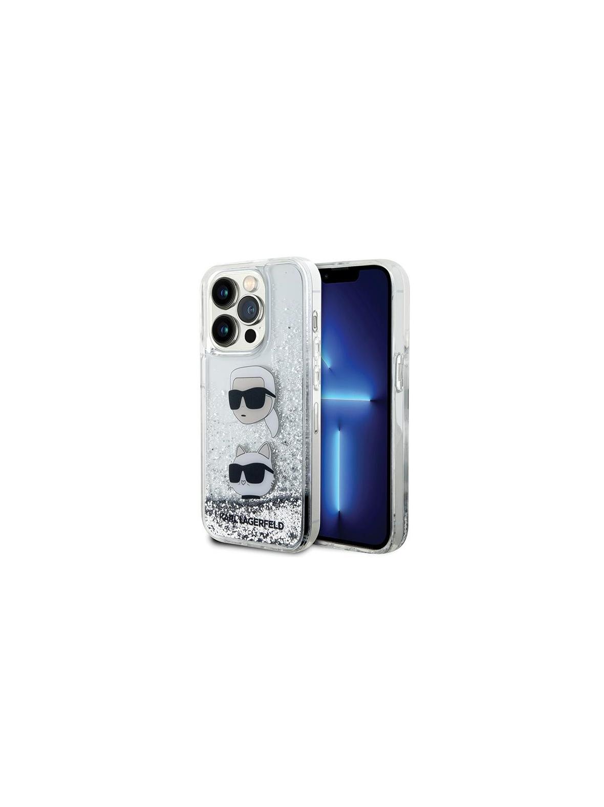 KARL LAGERFELD futerał do IPHONE 14 Pro KLHCP14LLDHKCNS (Liquid Glitter KC) biały