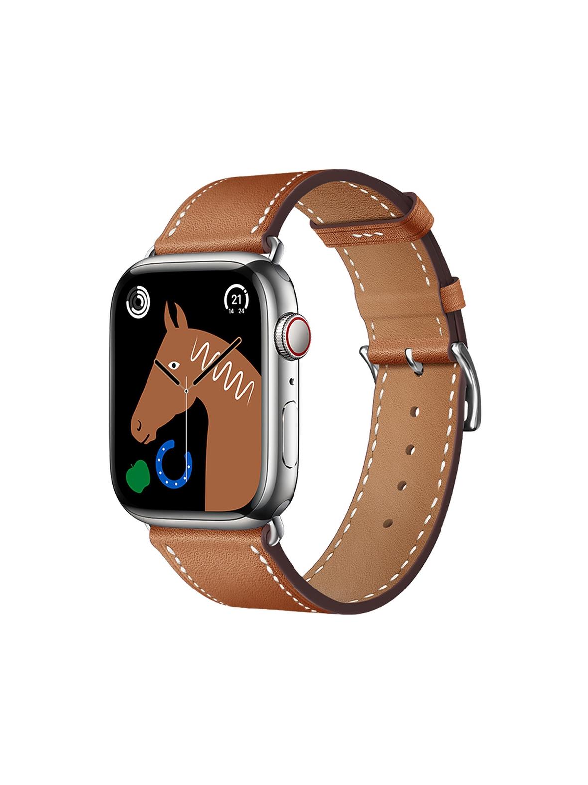 Pasek do Apple Watch Forcell F-Design FA20 dziurki skóra ekologiczna 42 / 44 / 45 / 49 mm brązowy